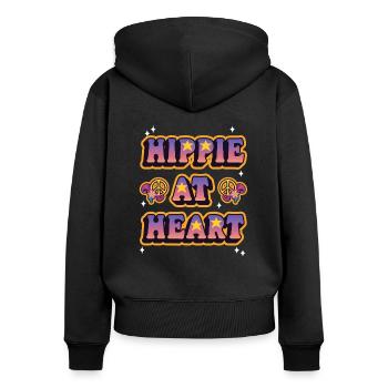 L’amour est mon arme, la musique est ma religion. - Sweat à capuche zippé Premium bio Femme - noir - Dos - Julia (174cm)