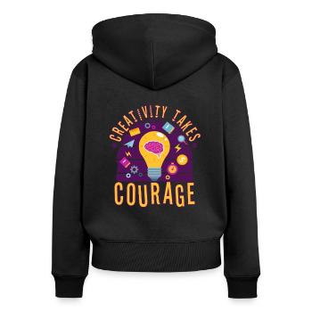 Creativity Takes Courage - Frauen Premium Bio Zip Hoodie - Schwarz - Hinten - Julia (174cm)