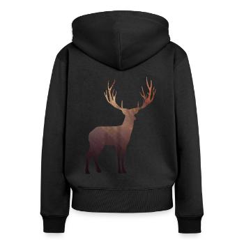 Autumn forest deer - Women's Premium Organic Zip Hoodie - black - Back - Julia (174cm)