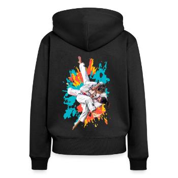 Judo-Judoka - Frauen Premium Bio Zip Hoodie - Schwarz - Hinten - Julia (174cm)