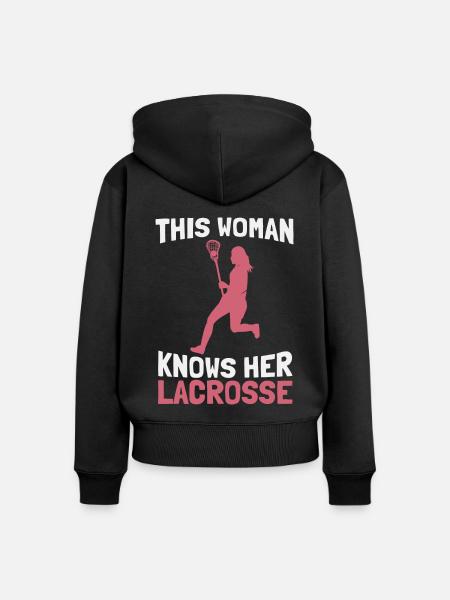 Lacrosse - Frauen Premium Bio Zip Hoodie - Schwarz