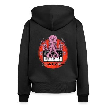 Synthétiseur modulaire Octopus Techno Acid Keyboard - Sweat à capuche zippé Premium bio Femme - noir - Dos - Julia (174cm)