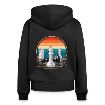 Jeux d’échecs rétro Amateur d’échecs - Sweat à capuche zippé Premium bio Femme - noir - Dos - Julia (174cm)