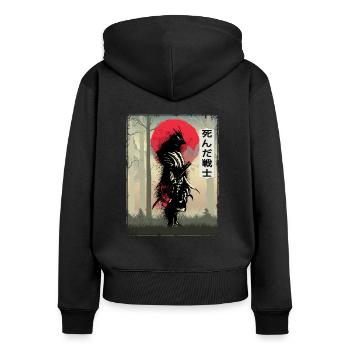 Toter japanischer Samurai Krieger Schwertkämpfer - Frauen Premium Bio Zip Hoodie - Schwarz - Hinten - Julia (174cm)