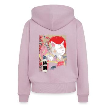 Japan Samurai Katzen Krieger Ninja Kätzchen - Frauen Premium Bio Zip Hoodie - Altrosa - Hinten - Julia (174cm)