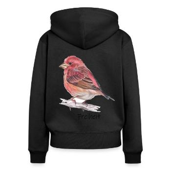 Freier Vogel - Frauen Premium Bio Zip Hoodie - Schwarz - Hinten - Julia (174cm)