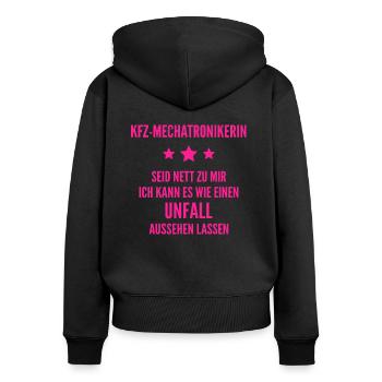 KFZ-Mechatronikerin KFZ-Mechatroniker Schrauber - Frauen Premium Bio Zip Hoodie - Schwarz - Hinten - Julia (174cm)