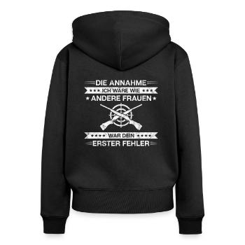 Sportschütze Sportschützin Sportschießen Schützin - Frauen Premium Bio Zip Hoodie - Schwarz - Hinten - Julia (174cm)