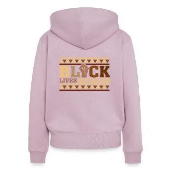 Black Lives Matter - Sweat à capuche zippé Premium bio Femme - rose poudré - Dos - Julia (174cm)