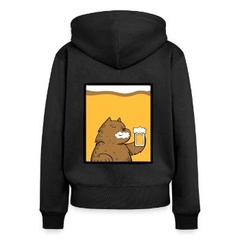 süßer Bär mit Bier Alkohol Schnaps Party cool - Frauen Premium Bio Zip Hoodie - Schwarz - Hinten - Julia (174cm)