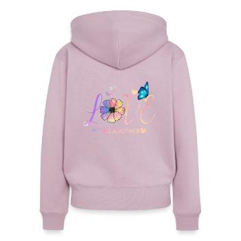 Love One Another - Women's Premium Organic Zip Hoodie - dusky pink - Back - Julia (174cm)