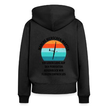 Segelflieger Segelfliegen Segelflugzeug Fliegen - Frauen Premium Bio Zip Hoodie - Schwarz - Hinten - Julia (174cm)