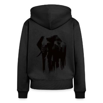 Elefant Kohlezeichnung - Frauen Premium Bio Zip Hoodie - Schwarz - Hinten - Julia (174cm)