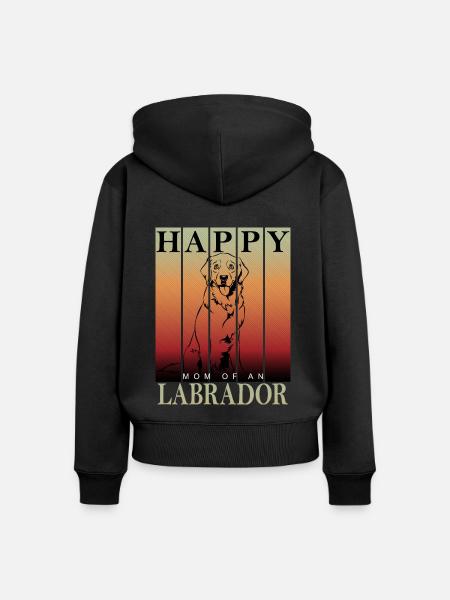 Maman Labrador heureuse - Sweat à capuche zippé Premium bio Femme - noir