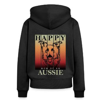 Australien Shepherd Aussie Mom - Frauen Premium Bio Zip Hoodie - Schwarz - Hinten - Julia (174cm)