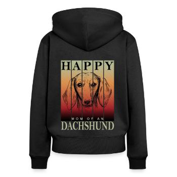 Dackel Hund Dachshund Mom - Frauen Premium Bio Zip Hoodie - Schwarz - Hinten - Julia (174cm)