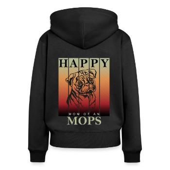 Maman Carlin heureuse - Sweat à capuche zippé Premium bio Femme - noir - Dos - Julia (174cm)
