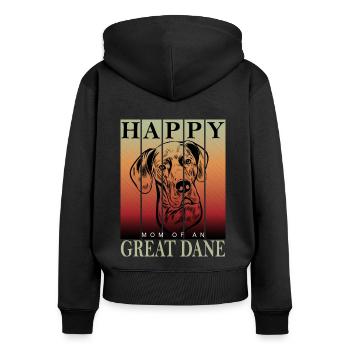 Deutsche Dogge - Happy Great Dane Maman - Sweat à capuche zippé Premium bio Femme - noir - Dos - Julia (174cm)