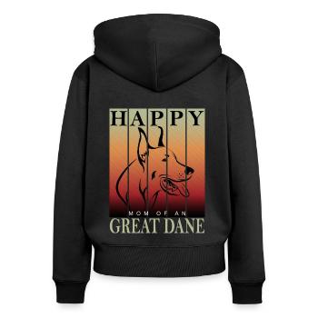 Deutsche Dogge - Happy Great Dane Maman - Sweat à capuche zippé Premium bio Femme - noir - Dos - Julia (174cm)