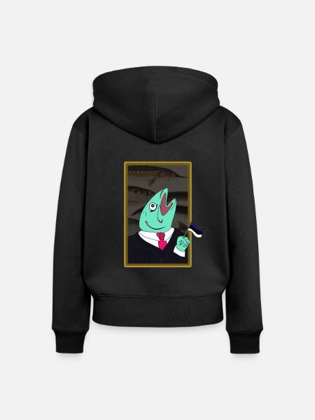 Estonian-fish - Frauen Premium Bio Zip Hoodie - Schwarz