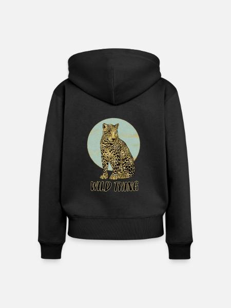 Wild Thing mit Leopard - Frauen Premium Bio Zip Hoodie - Schwarz