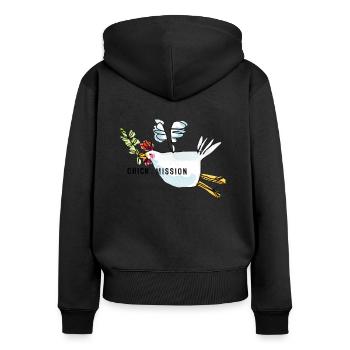 Peace / Flying for Peace – Chick On A Mission - Women's Premium Organic Zip Hoodie - black - Back - Julia (174cm)