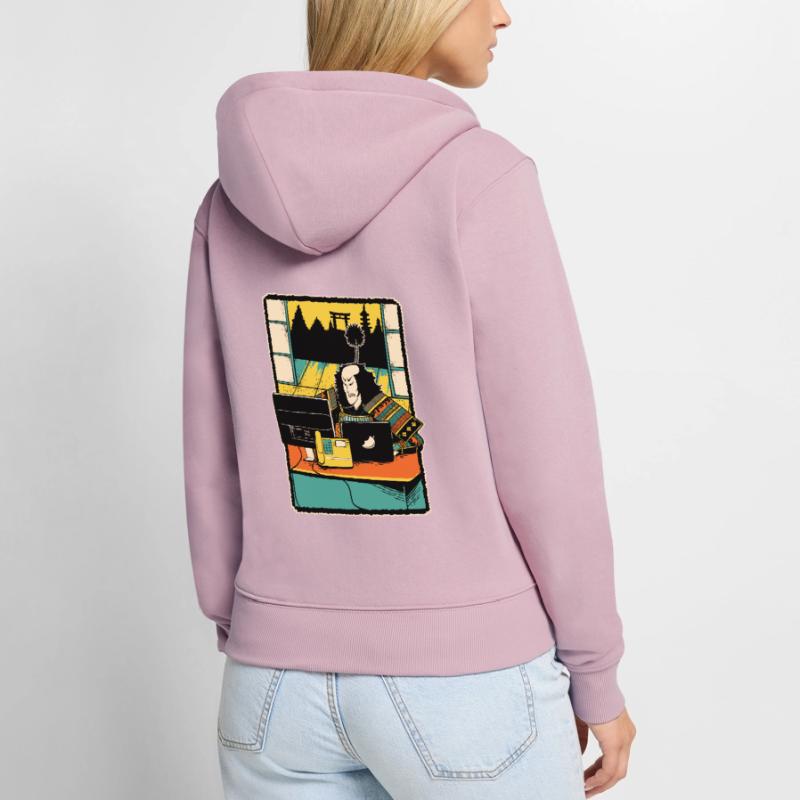 Samurai Computer Nerd Programmeur IT Web Designer Sweat à capuche zippé Premium bio Femme