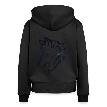Wolf silhouette Galaxy - Frauen Premium Bio Zip Hoodie - Schwarz - Hinten - Julia (174cm)