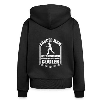 Fußball Mama Lustige Mutter Sprüche Muttertag - Frauen Premium Bio Zip Hoodie - Schwarz - Hinten - Julia (174cm)