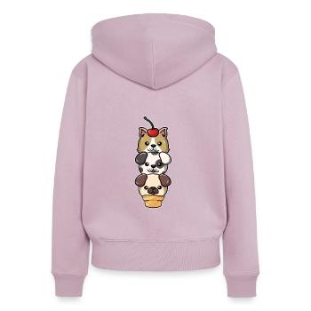 Scoop Eiscreme Hund Hundehalter Hunde Liebhaber - Frauen Premium Bio Zip Hoodie - Altrosa - Hinten - Julia (174cm)
