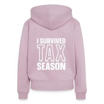 Lustige Buchhalter Sprüche Finanzamt Steuern - Frauen Premium Bio Zip Hoodie - Altrosa - Hinten - Julia (174cm)