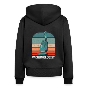 Staubsauger Haushalt Hausputz Hausfrau Hausmann - Frauen Premium Bio Zip Hoodie - Schwarz - Hinten - Julia (174cm)