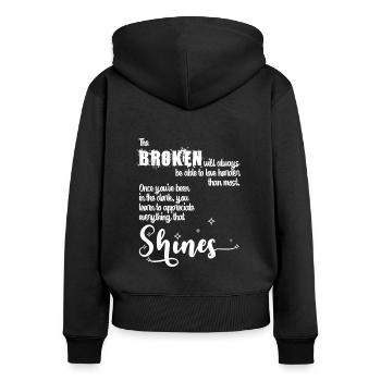Unverwüstliche Liebe - Frauen Premium Bio Zip Hoodie - Schwarz - Hinten - Julia (174cm)