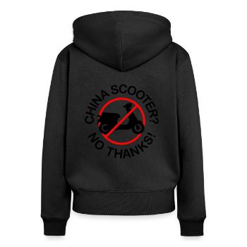 China Scooter? No Thanks! (2-farbig) - Frauen Premium Bio Zip Hoodie - Schwarz - Hinten - Julia (174cm)