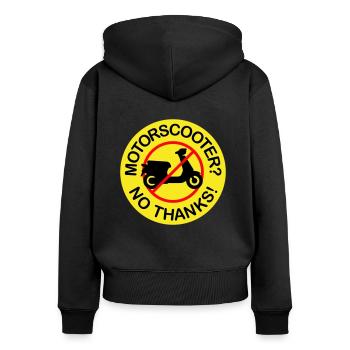 Motor Scooter? No Thanks! (3-color) - Women's Premium Organic Zip Hoodie - black - Back - Julia (174cm)