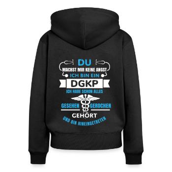 Dgkp Österreich diplomierter Krankenpfleger lustig - Frauen Premium Bio Zip Hoodie - Schwarz - Hinten - Julia (174cm)