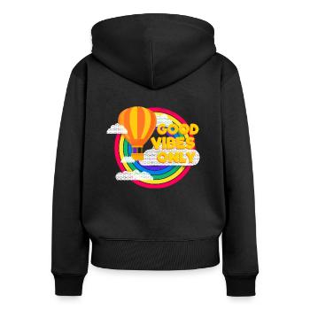 Balloon & Rainbow (Good Vibes) - Women's Premium Organic Zip Hoodie - black - Back - Julia (174cm)