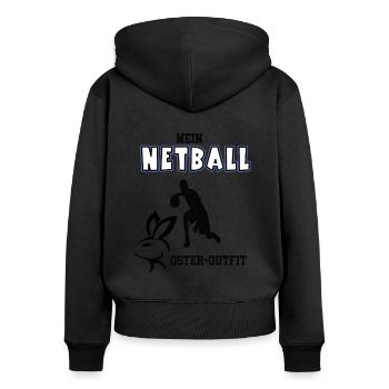Netball Spieler Ostern Netballer Oster Geschenk - Frauen Premium Bio Zip Hoodie - Schwarz - Hinten - Julia (174cm)