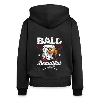 Glatzköpfige und schöne, urkomische Adler-Spielereien - Frauen Premium Bio Zip Hoodie - Schwarz - Hinten - Julia (174cm)