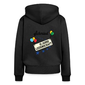 Schmied Jubiläum 10 Jahre 10. jähriges Jubi 10th - Frauen Premium Bio Zip Hoodie - Schwarz - Hinten - Julia (174cm)