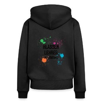 Klassen Lehrer in Aktion Klassenlehrer Lehrkraft - Frauen Premium Bio Zip Hoodie - Schwarz - Hinten - Julia (174cm)