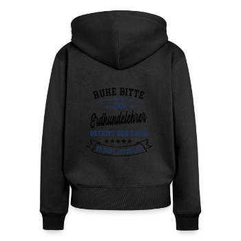 Erdkundelehrer Schule Geolehrer Erdkunde Lehrer - Frauen Premium Bio Zip Hoodie - Schwarz - Hinten - Julia (174cm)