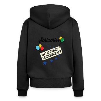 Schlachter Jubiläum 10 Jahre 10. jähriges Jubi 10t - Frauen Premium Bio Zip Hoodie - Schwarz - Hinten - Julia (174cm)