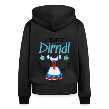 Dirndl Ersatz - Frauen Premium Bio Zip Hoodie - Schwarz - Hinten - Julia (174cm)