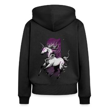 Ethereal Gallop: Running Unicorn - Women's Premium Organic Zip Hoodie - black - Back - Julia (174cm)