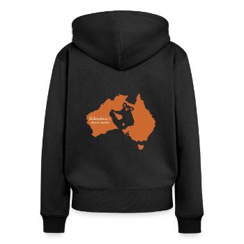 Adventures down under - Frauen Premium Bio Zip Hoodie - Schwarz - Hinten - Julia (174cm)