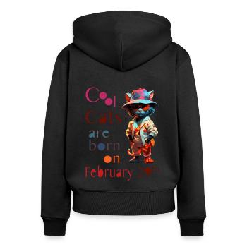Les Cool Cats sont nés le 29 février - Sweat à capuche zippé Premium bio Femme - noir - Dos - Julia (174cm)