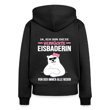 eisbaderin Winterbad Winterschwimmerin - Frauen Premium Bio Zip Hoodie - Schwarz - Hinten - Julia (174cm)