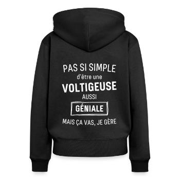 voltigeuse GÉNIALE - Sweat à capuche zippé Premium bio Femme - noir - Dos - Julia (174cm)