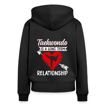 TKD Korean Martial Arts Tae Kwon - Frauen Premium Bio Zip Hoodie - Schwarz - Hinten - Julia (174cm)